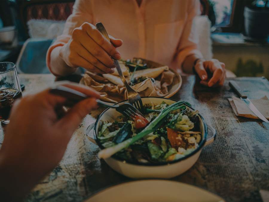 Couple sharing a salad