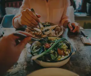 Couple sharing a salad